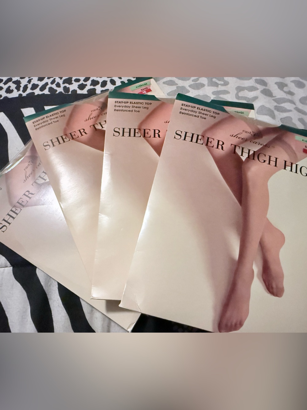 Average Sheer Thigh High Hosiery - Sand -Set of 4